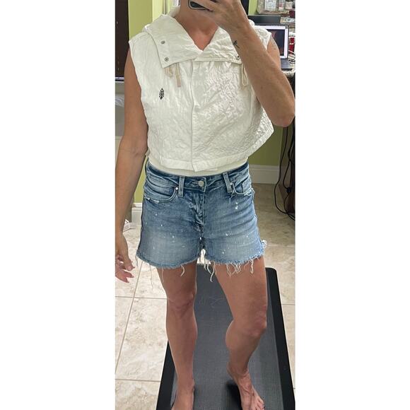 Free People Drift Away Micro Vest white sleeveless puff hoodie crop medium - Picture 8 of 13